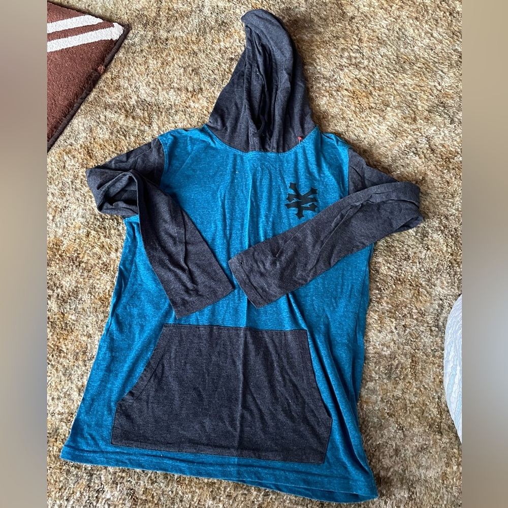 ZOOYORK Unbreakable  lightweight hoodie! Blue and charcoal Grey! Size medium!